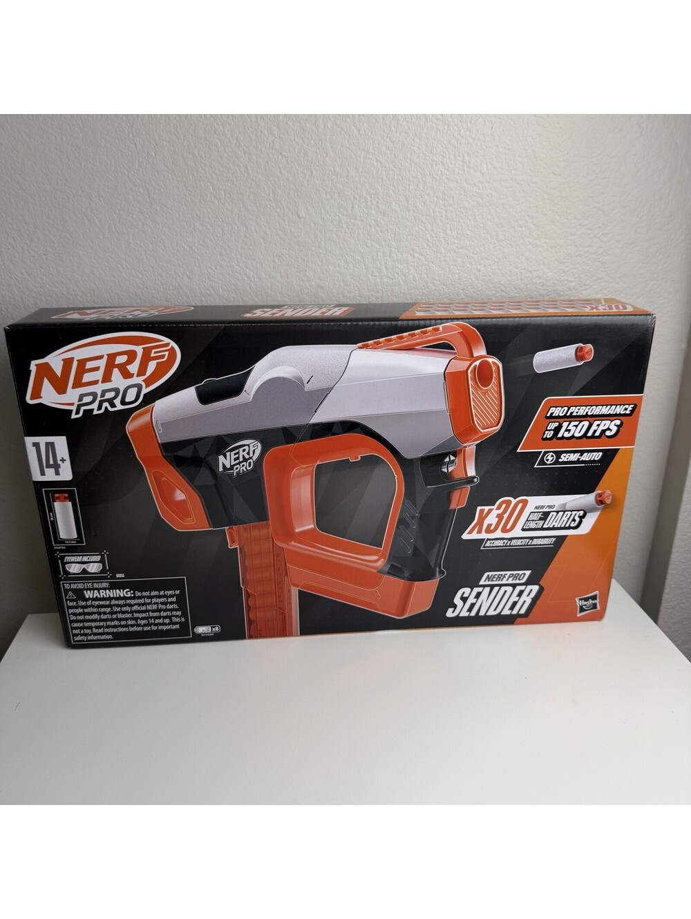NERF Pro SENDER Half-Dart Blaster Semi-Auto 150 FPS 30 Darts X30 14+ W/ Eyewear